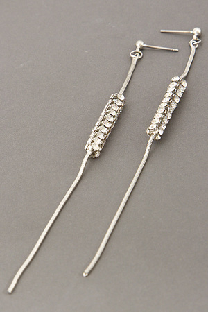 Thin Long Drop Earrings With Rhinestones 6BCE3